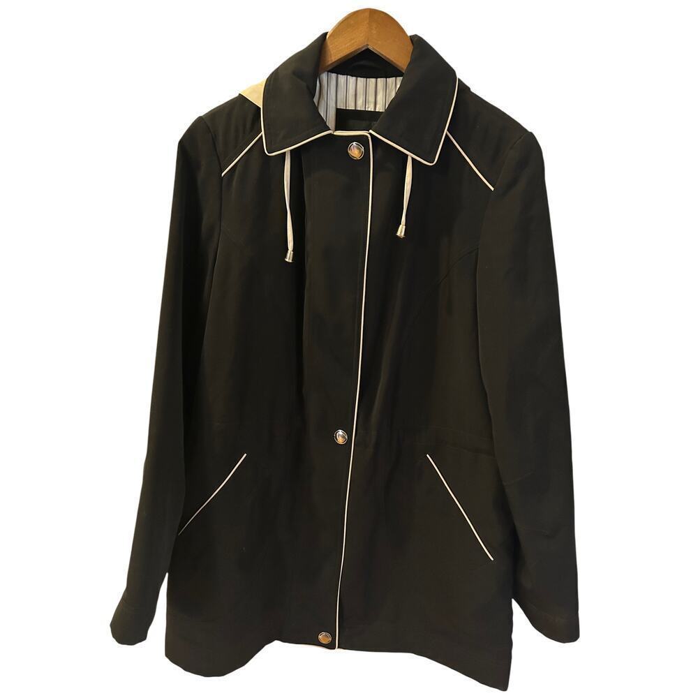 Braetan Hooded Rain All Weather Black And Tan Jacket Size M